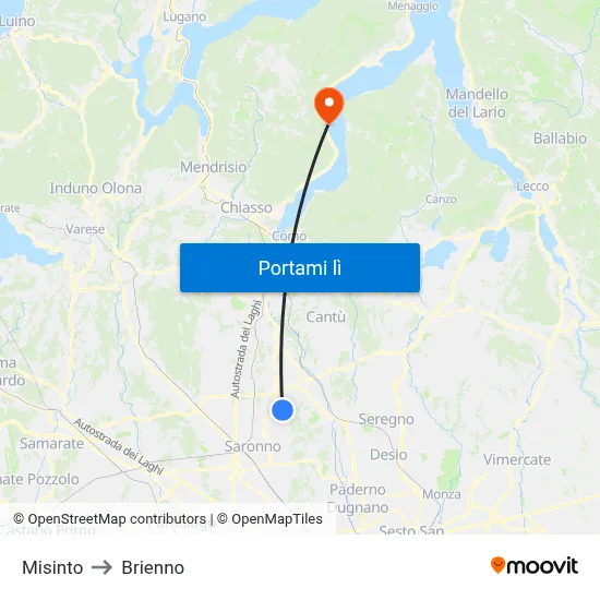 Misinto to Brienno map