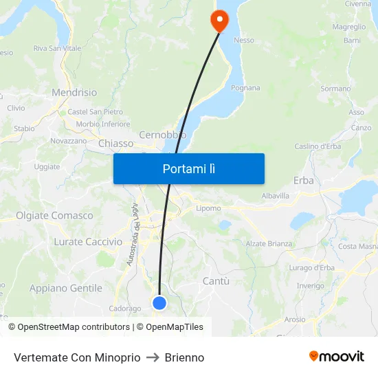 Vertemate Con Minoprio to Brienno map