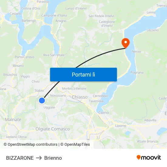 BIZZARONE to Brienno map