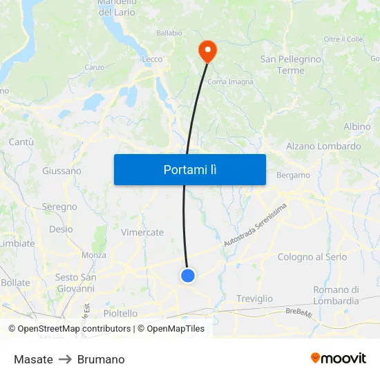 Masate to Brumano map