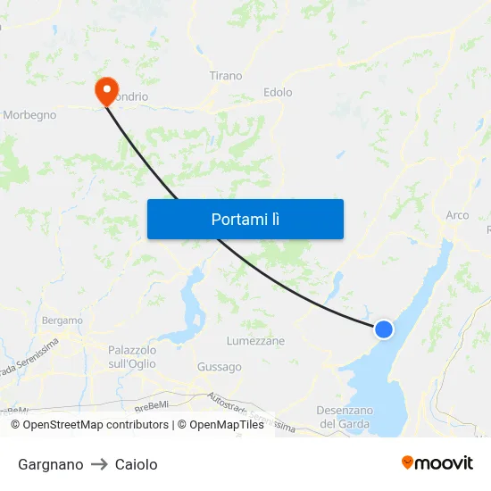 Gargnano to Caiolo map