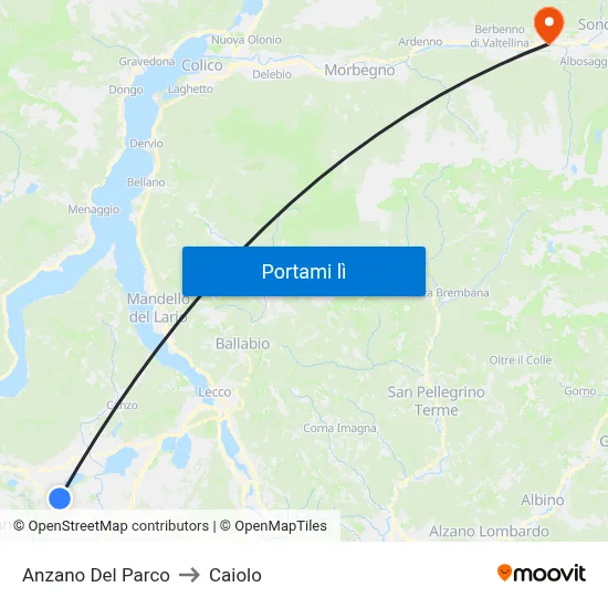 Anzano Del Parco to Caiolo map