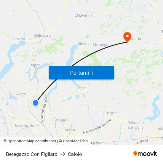 Beregazzo Con Figliaro to Caiolo map