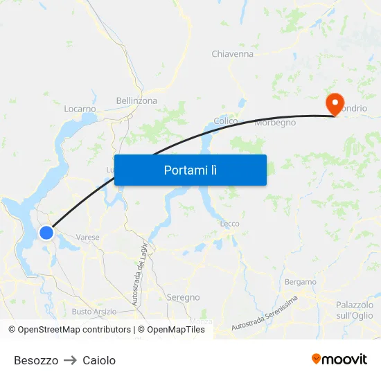 Besozzo to Caiolo map