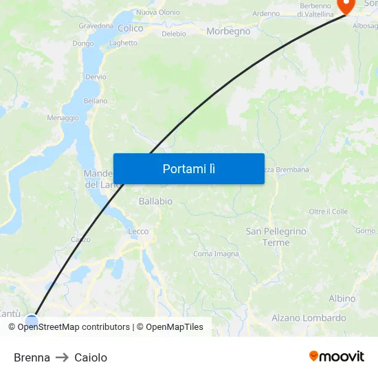 Brenna to Caiolo map