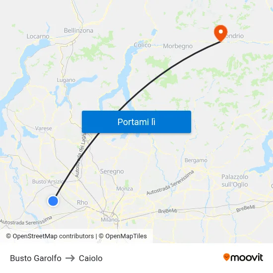 Busto Garolfo to Caiolo map