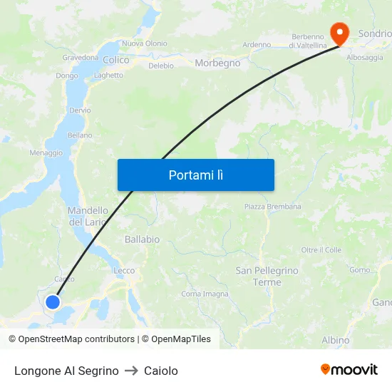 Longone Al Segrino to Caiolo map