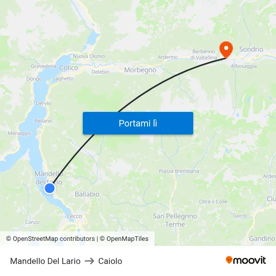 Mandello Del Lario to Caiolo map