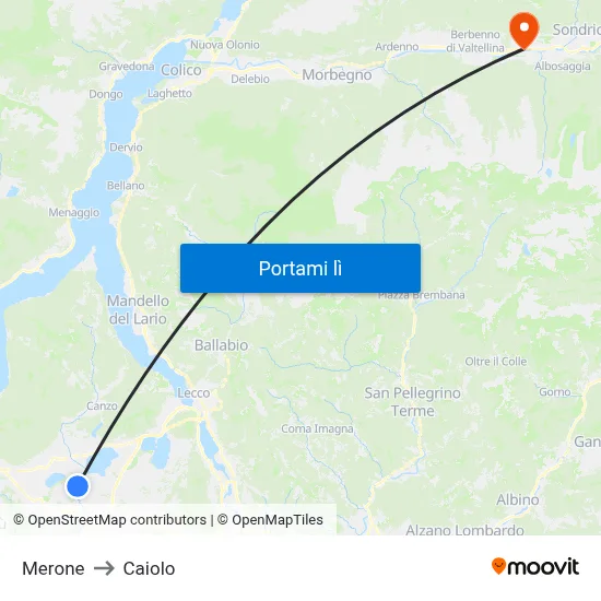 Merone to Caiolo map