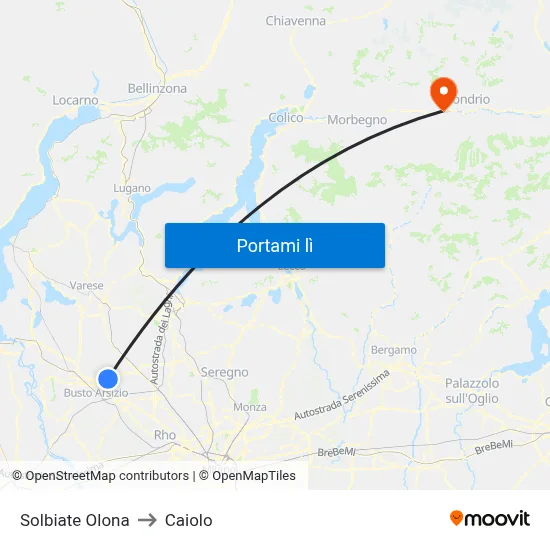 Solbiate Olona to Caiolo map