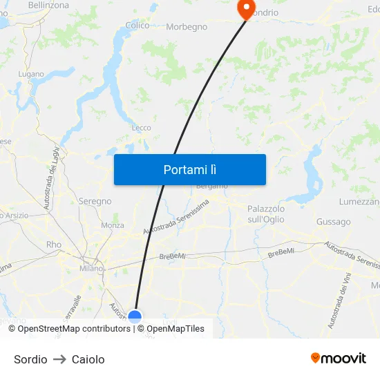 Sordio to Caiolo map