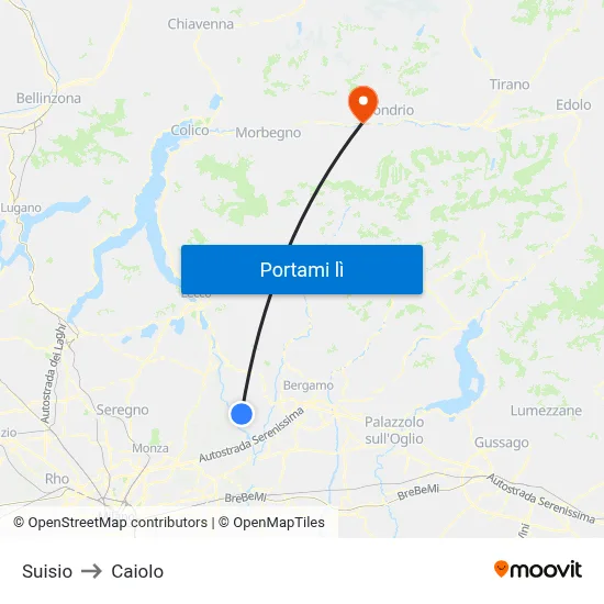 Suisio to Caiolo map