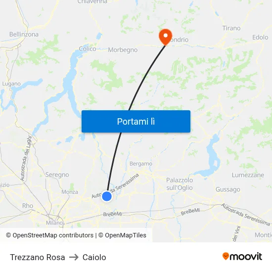 Trezzano Rosa to Caiolo map