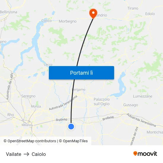 Vailate to Caiolo map