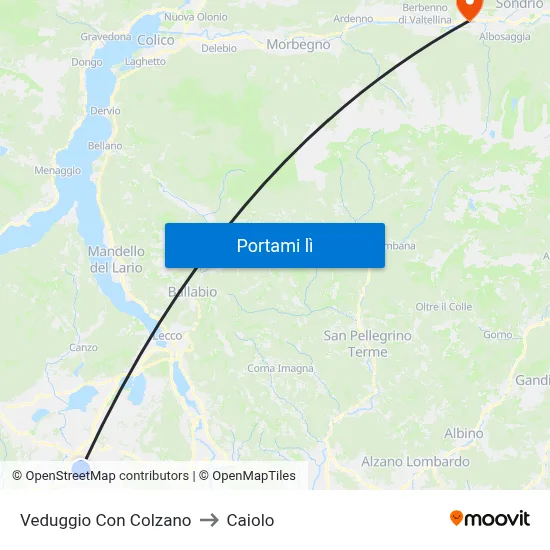 Veduggio Con Colzano to Caiolo map