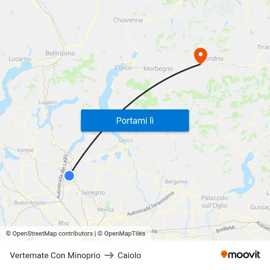 Vertemate Con Minoprio to Caiolo map