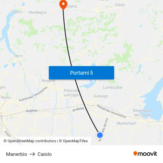 Manerbio to Caiolo map