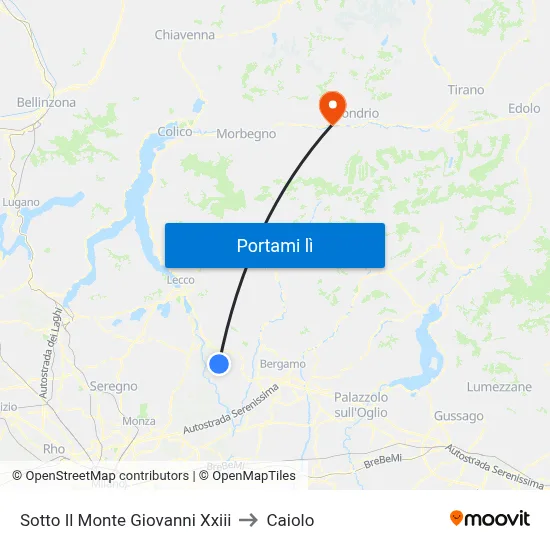 Sotto Il Monte Giovanni Xxiii to Caiolo map