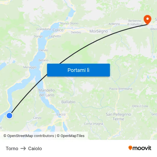 Torno to Caiolo map