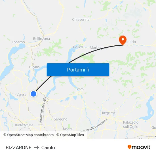 BIZZARONE to Caiolo map
