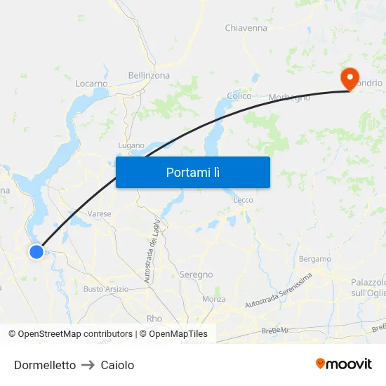 Dormelletto to Caiolo map