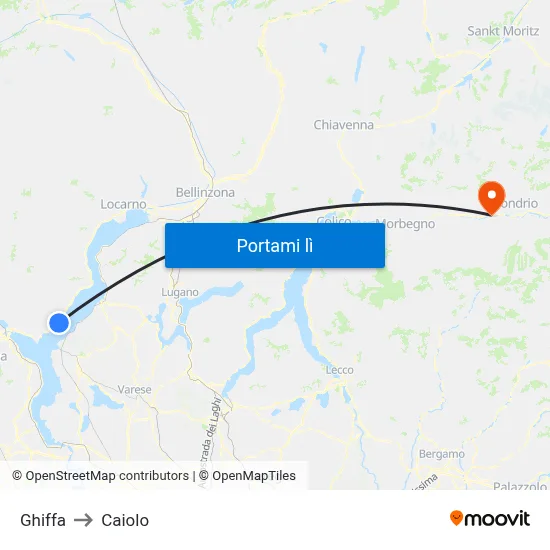 Ghiffa to Caiolo map