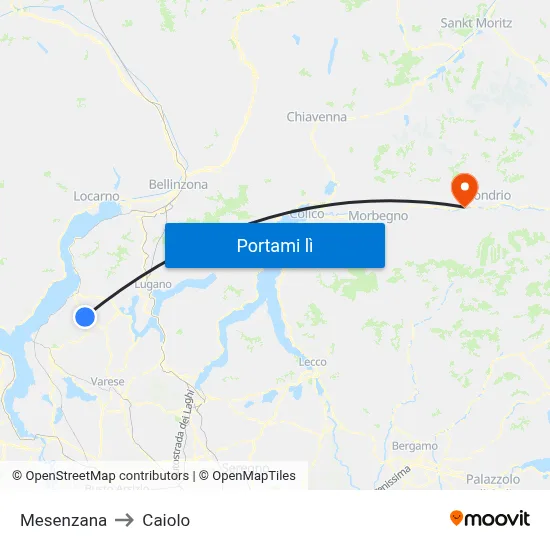 Mesenzana to Caiolo map