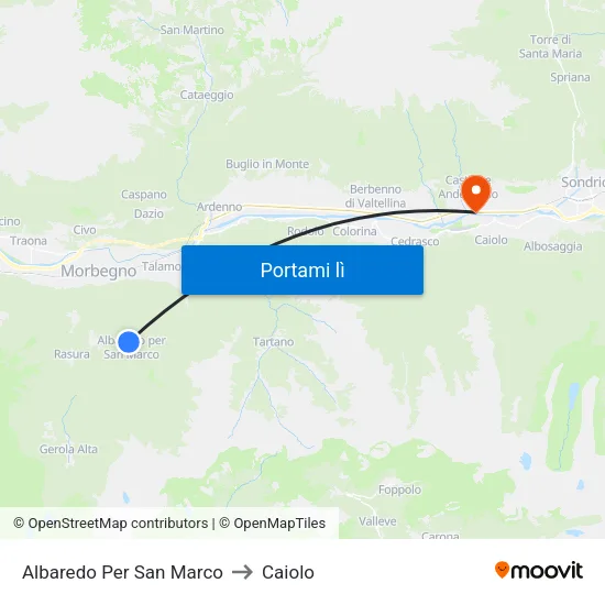 Albaredo Per San Marco to Caiolo map