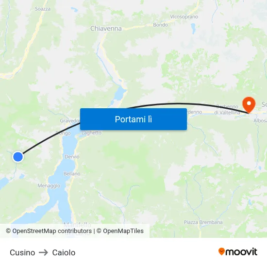 Cusino to Caiolo map