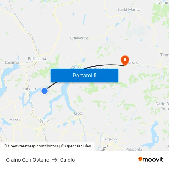 Claino Con Osteno to Caiolo map