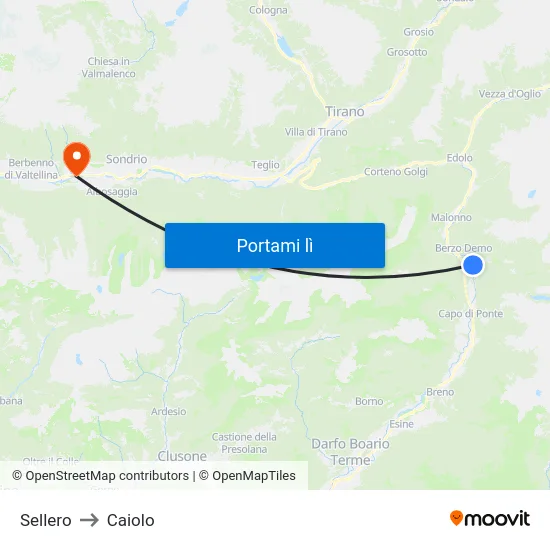 Sellero to Caiolo map