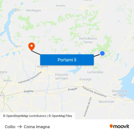 Collio to Corna Imagna map