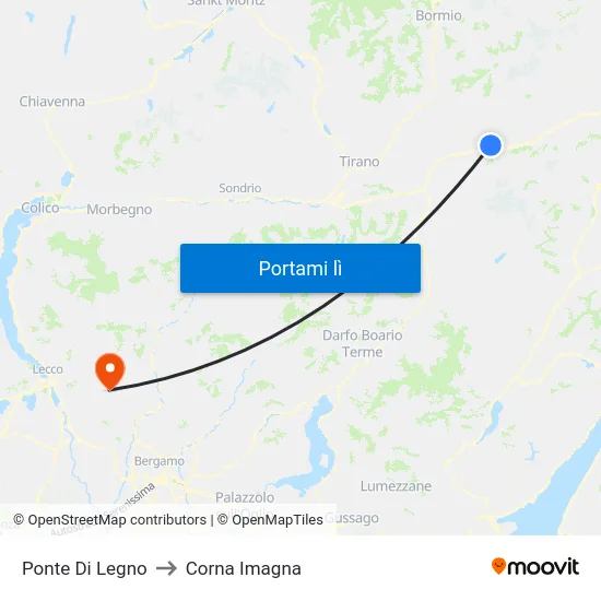 Ponte Di Legno to Corna Imagna map