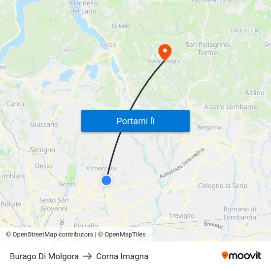 Burago Di Molgora to Corna Imagna map