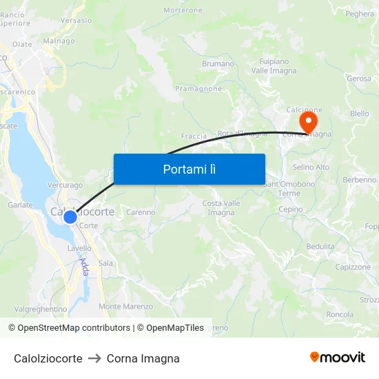 Calolziocorte to Corna Imagna map
