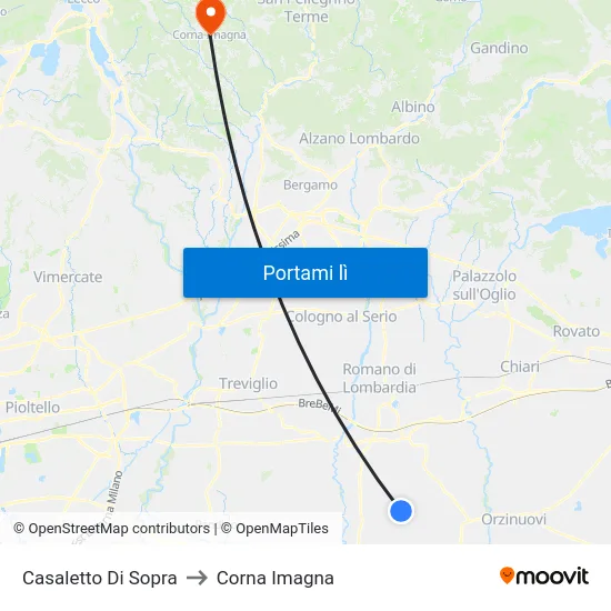 Casaletto Di Sopra to Corna Imagna map