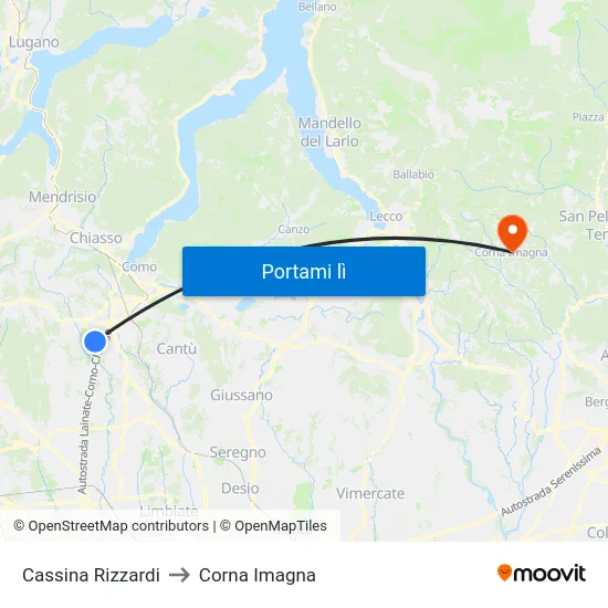 Cassina Rizzardi to Corna Imagna map