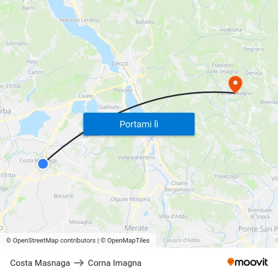 Costa Masnaga to Corna Imagna map
