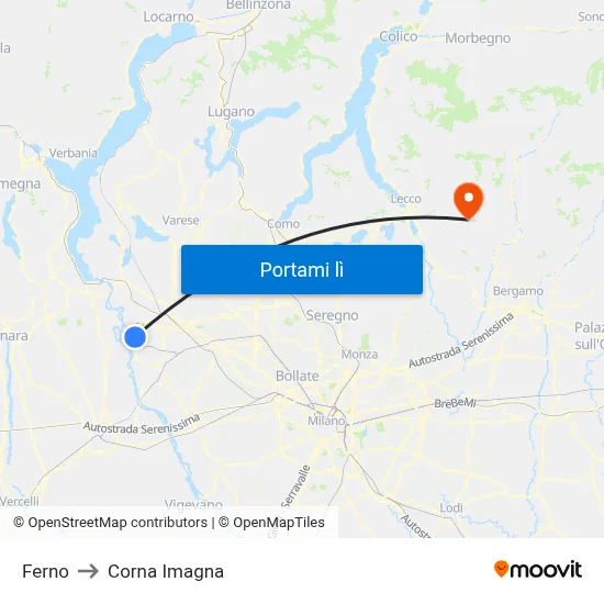 Ferno to Corna Imagna map