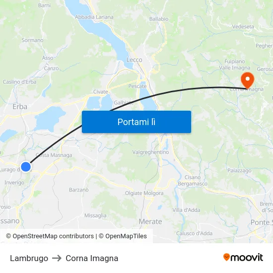 Lambrugo to Corna Imagna map