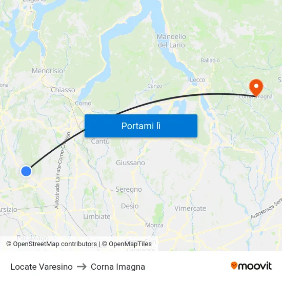 Locate Varesino to Corna Imagna map