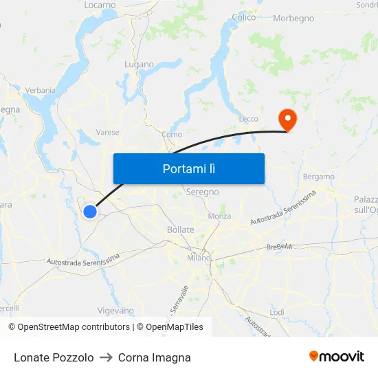 Lonate Pozzolo to Corna Imagna map