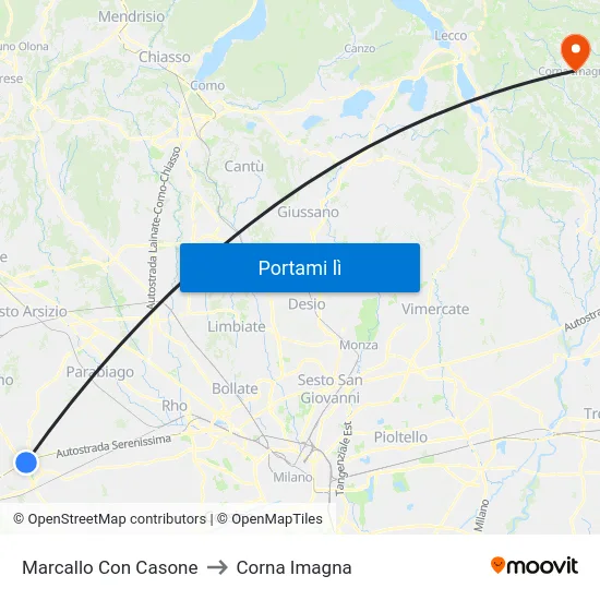 Marcallo Con Casone to Corna Imagna map