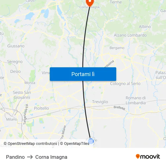Pandino to Corna Imagna map