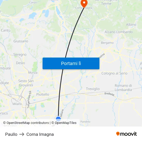 Paullo to Corna Imagna map