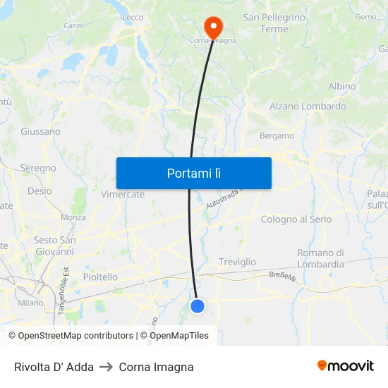 Rivolta D' Adda to Corna Imagna map