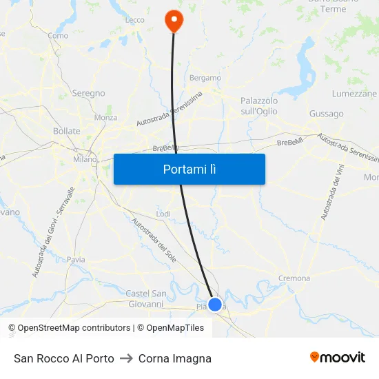 San Rocco Al Porto to Corna Imagna map
