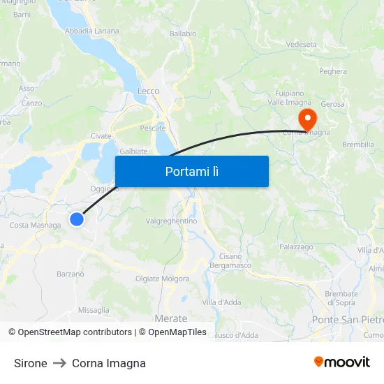 Sirone to Corna Imagna map