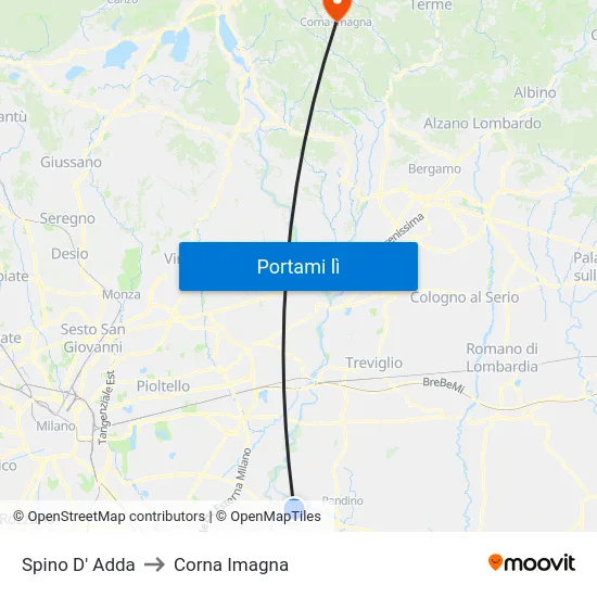 Spino D' Adda to Corna Imagna map