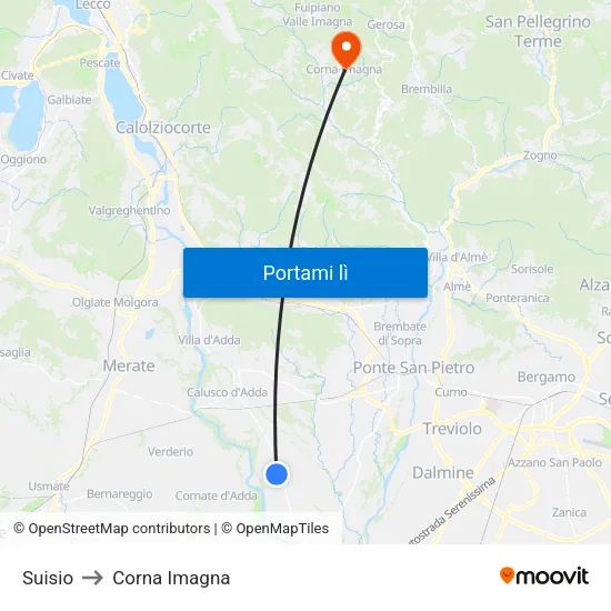 Suisio to Corna Imagna map